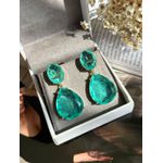 Brinco 2 em 1 Oval e Gota Turmalina
