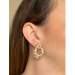 Brinco Argola Frontal Linhas Banho de Ouro