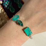 Bracelete 3 Pedras Turmalina Banho Ródio Branco