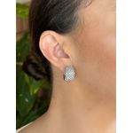 Argola Cravejada Zircônia Quadrada Ródio Branco