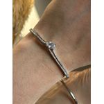 Bracelete Ródio Branco Zircônia Cristal Fecho Clic