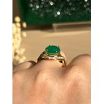Anel Verde Esmeralda e Zircônias Ouro