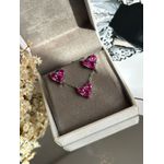 Conjunto Coração Tres Pedras Safira Rosa/Pink