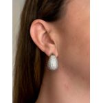 Brinco Gota M Cravejada Banho Ródio Branco
