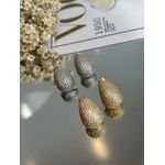 Brinco Gota M Cravejada Banho Ródio Branco