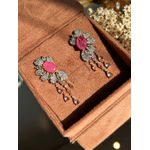 Brinco Luxo Flor Franjas Ligth Pink Ouro