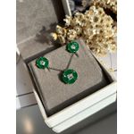 Conjunto Brinco e Colar Verde Esmeralda Banho Ródio Branco