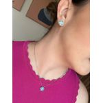 Conjunto Brinco e Colar Turmalina Leitosa Banho Ródio Branco