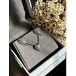Conjunto Coração Cravejado Zircônia Ródio Branco