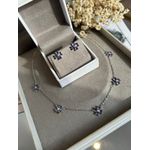Conjunto Brinco e Colar Trevo Coração Ametista