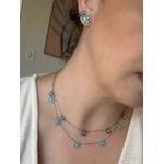 Conjunto Brinco e Colar Trevo Coração Ametista