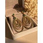 Brinco Luxo Pavão Verde Esmeralda Banho de Ouro