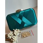 Clutch Retangular Acetinada Verde Esmeralda