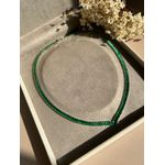 Colar Riviera Baguetes Verde Esmeralda Rodio Branco
