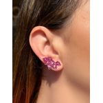 Brinco EarCuff Navetes Safira Pink Ródio Branco