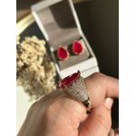 Conjunto Luxo Brinco e Anel Gota Cherry Ouro.