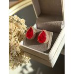 Conjunto Luxo Brinco e Anel Gota Cherry Ouro.