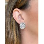 Brinco Zircônias Flor Ródio Branco