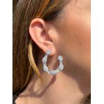 Brinco Argola Frontal Cristal Ródio Branco