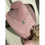 Colar Gota Turmalina Azul Claro e Zirconia Rodio Branco
