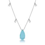 Colar Gota Turmalina Azul Claro e Zirconia Rodio Branco