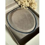 Riviera 3 Garras Azul 45cm pedra zircônia 3mm com fecho jóia ródio branco (modelo que não vira)