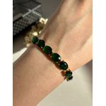 Pulseira Rivieira Pedras Ovais Verde Esmeralda Em Ouro
