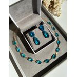 Conjunto Brinco e Colar Água Marinha/Azul