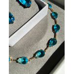 Conjunto Brinco e Colar Água Marinha/Azul