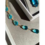Conjunto Brinco e Colar Água Marinha/Azul