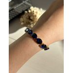Pulseira Rivieira Pedras Ovais Safira Azul Em Ouro