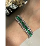 Pulseira Três Fileiras Verde Esmeralda
