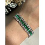 Pulseira Três Fileiras Verde Esmeralda