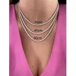 Riviera 3 Garras 45cm pedra zircônia 3mm com fecho jóia ródio branco (modelo que não vira)