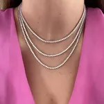 Riviera 3 Garras 45cm pedra zircônia 3mm com fecho jóia ródio branco (modelo que não vira)