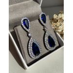 Brinco Duas Gotas Azul Safira