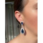 Brinco Duas Gotas Azul Safira