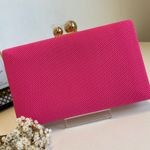Clutch pink fecho duas esferas metal dourado