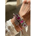 Pingente Charm Flor Safira Rosa Para Pulseira