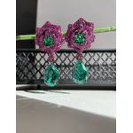 Brinco Rose Pink e Gota Verde