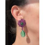Brinco Rose Pink e Gota Verde