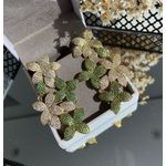 Brinco Flores Dourado e Verde