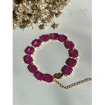 Pulseira Riviera Pedras Ovais Cor Pink Fusion Banho Ouro