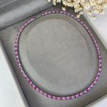 Riviera Mesclada Safira Rosa/Pink e Cristal 3Garras 4mm Ródio Branco