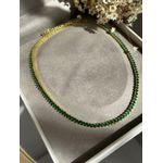 Colar Riviera 3 Garras 45cm Verde Esmeralda Banho Ouro