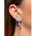 Brinco EarCuff Gota Cristal Ródio Branco