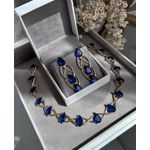 Conjunto Brinco e colar Azul Safira