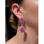 Conjunto Luxo Brinco e Colar Pink