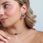 Conjunto Brinco e Colar Detalhado Ultra Violeta