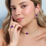 Conjunto Brinco e Colar Detalhado Ultra Violeta